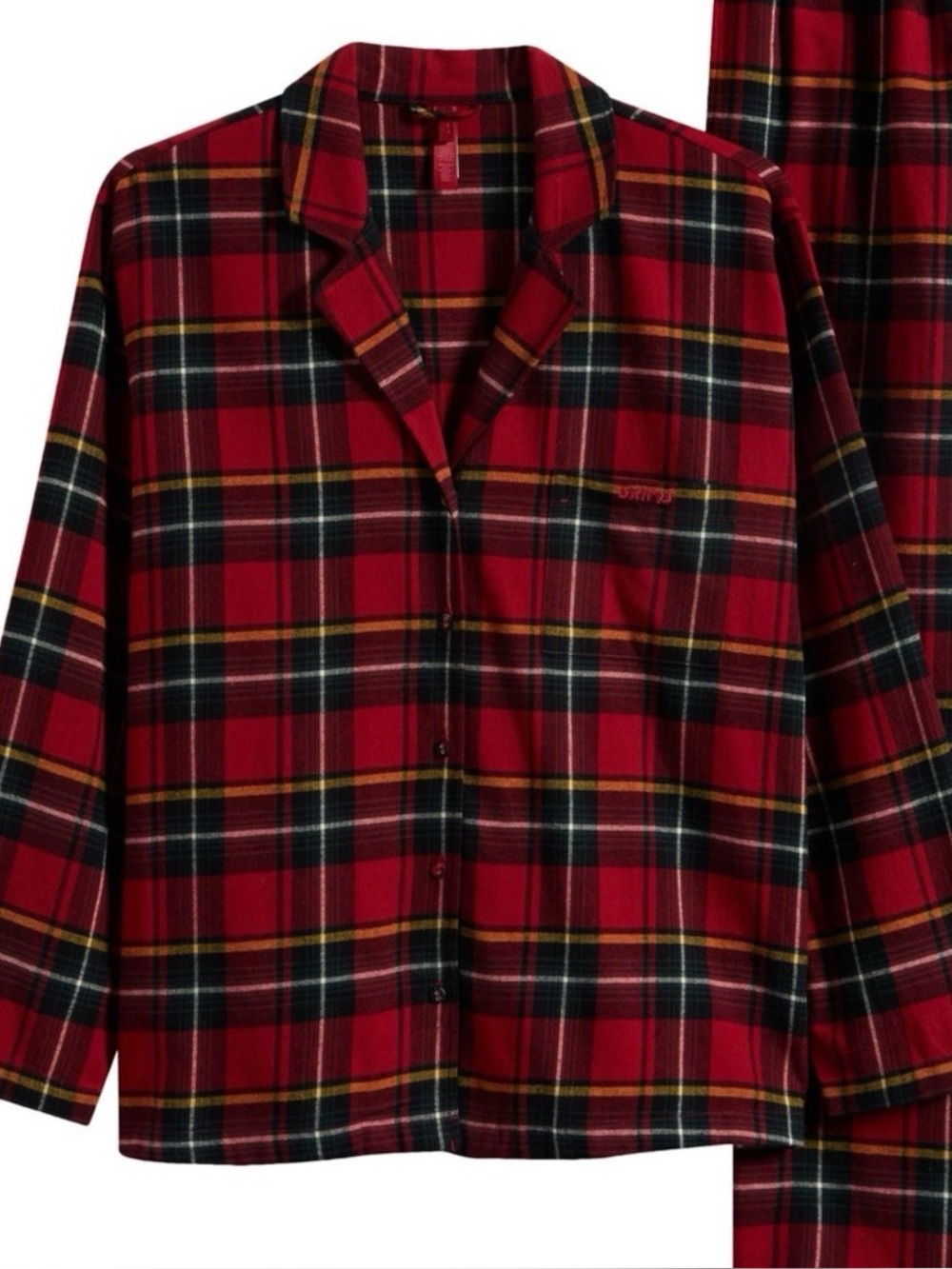 Skims Flannel sleep top. Size large. 100% Cotton. Brick Holiday Plaid